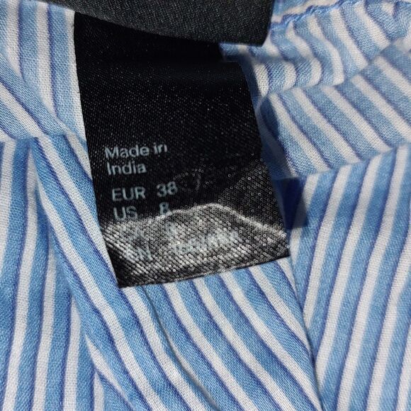 H&M  blue and white striped  button down dress  Sz 8 - Picture 6 of 6